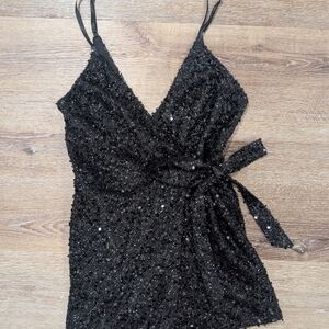 Fashion Nova Black Sequin Romper